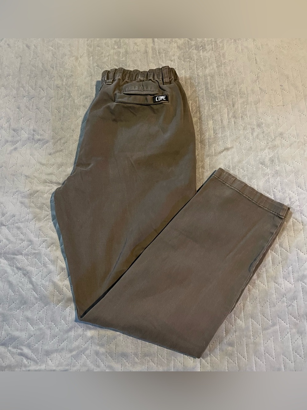 COVE elastic waist pants mens 34x31 pre-owned condition brown